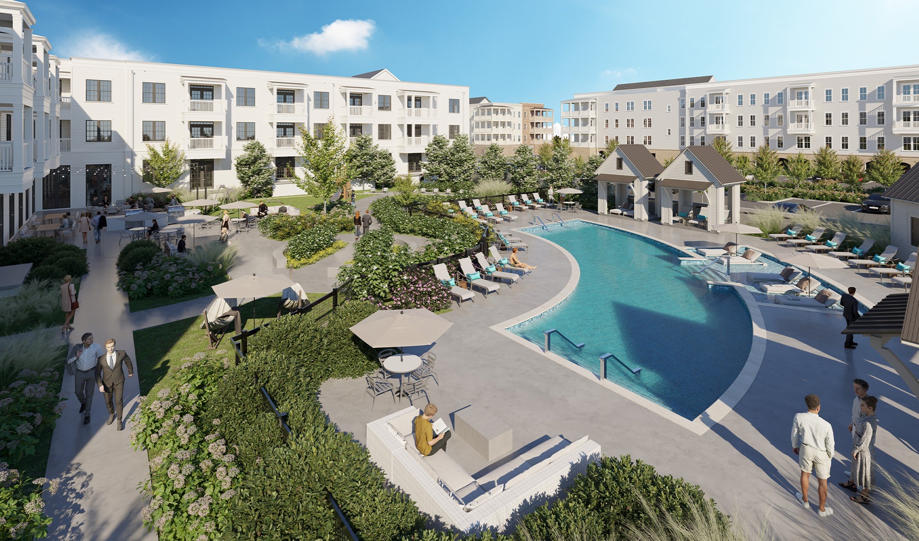 Rendering of the pool at Town Center at Berry Farms